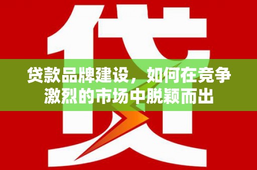 新蔡贷款品牌建设，如何在竞争激烈的市场中脱颖而出