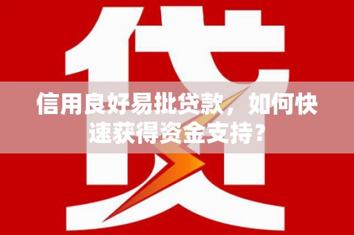 新蔡信用良好易批贷款，如何快速获得资金支持？
