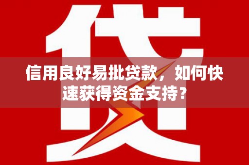 新蔡信用良好易批贷款，如何快速获得资金支持？