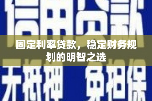 新蔡固定利率贷款，稳定财务规划的明智之选