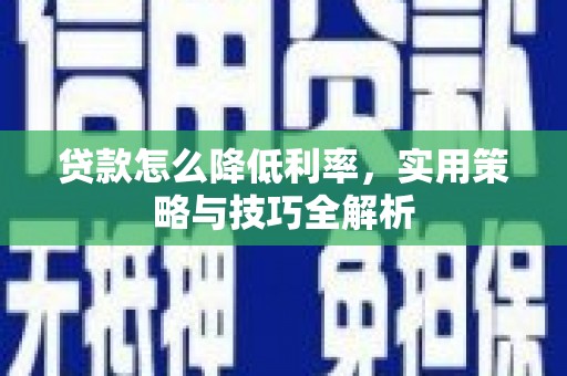 新蔡贷款怎么降低利率，实用策略与技巧全解析