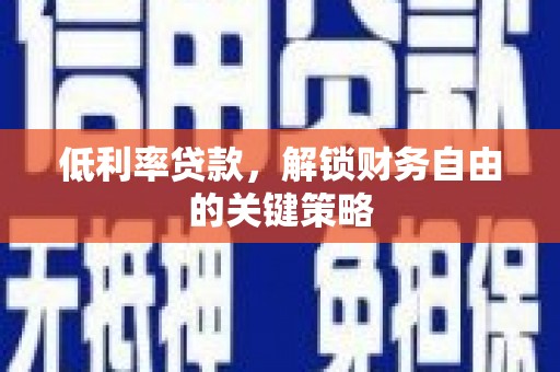 新蔡低利率贷款，解锁财务自由的关键策略