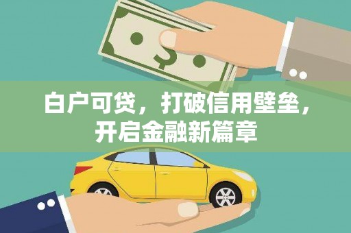 新蔡白户可贷，打破信用壁垒，开启金融新篇章