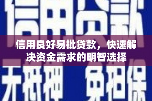 新蔡信用良好易批贷款，快速解决资金需求的明智选择