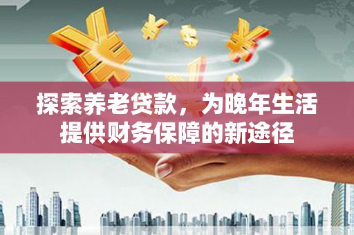 新蔡探索养老贷款，为晚年生活提供财务保障的新途径