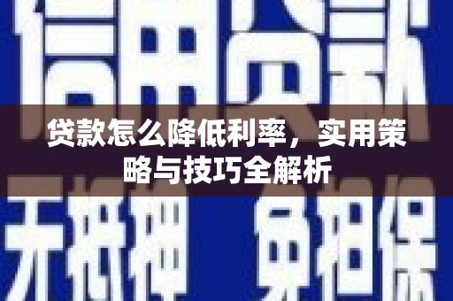 新蔡贷款怎么降低利率，实用策略与技巧全解析