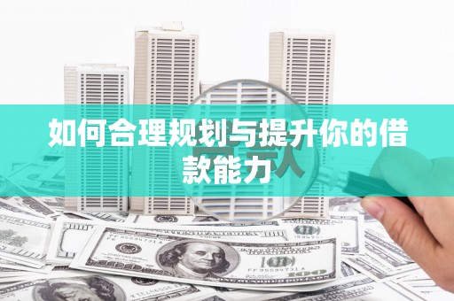 新蔡如何合理规划与提升你的借款能力