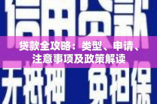 新蔡贷款全攻略：类型、申请、注意事项及政策解读